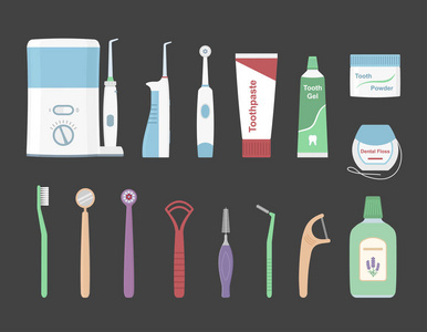 牙科的清洁工具。口腔护理卫生用品